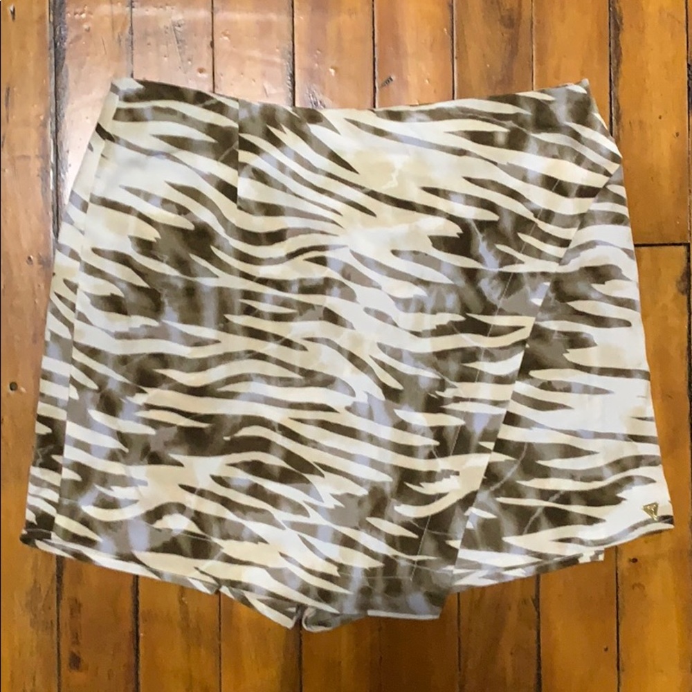 Guess Animal Print Wrap Skort neutral tone